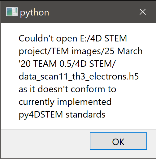 GUI unable to read .h5 format · Issue #112 · py4dstem/py4DSTEM · GitHub