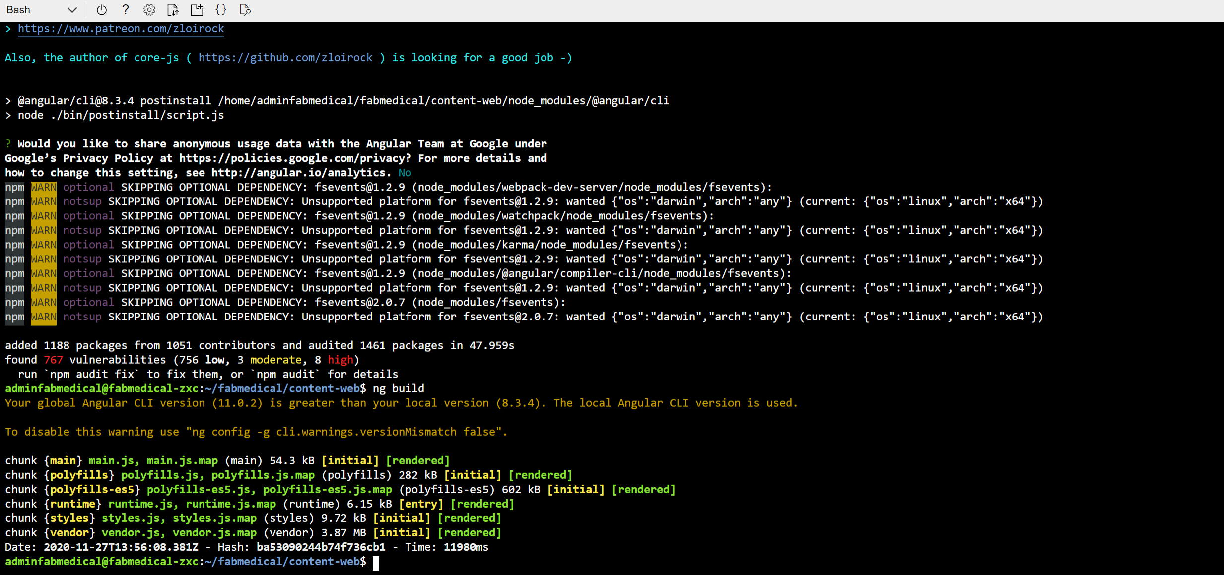 "ng build" error in · Issue 207 · microsoft/MCWCloudnative