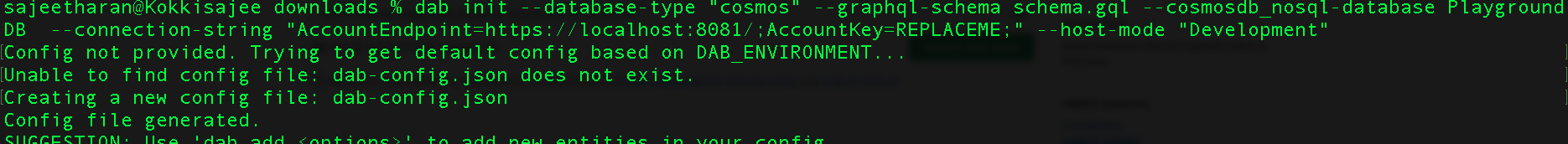 DAB CLI - CLI and Engine should not support the database type cosmos ...