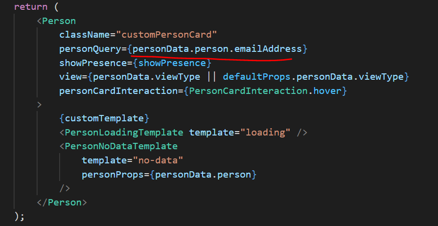 How to send custom headers to graph api when using person component ...