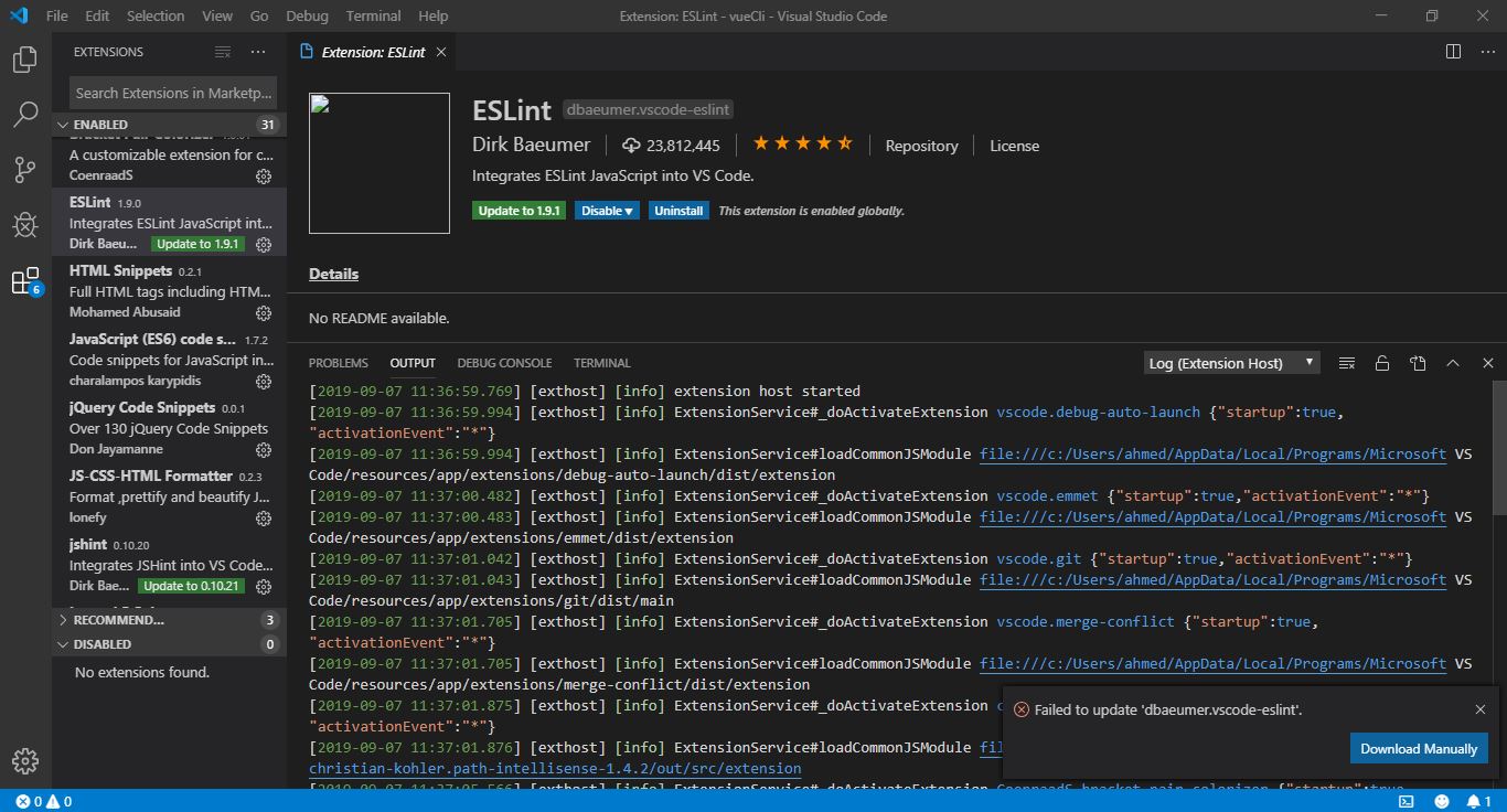 Can't update extension automatically or manually or install any new ...
