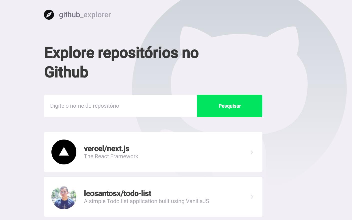 GitHub - leosantosx/github_explorer: Explore incríveis Repositórios do ...