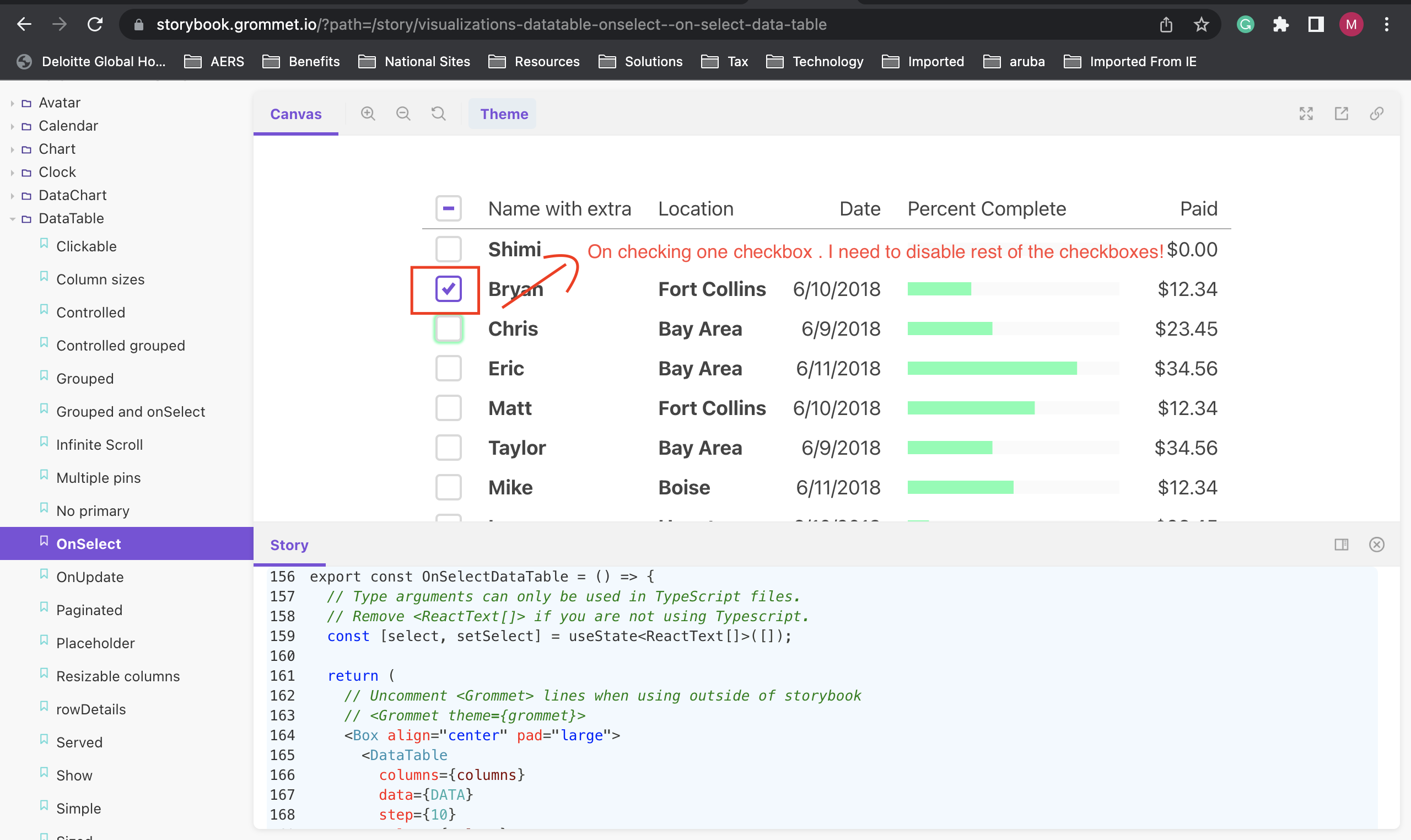 Is there a way to disable check boxes of grommet data table · Issue