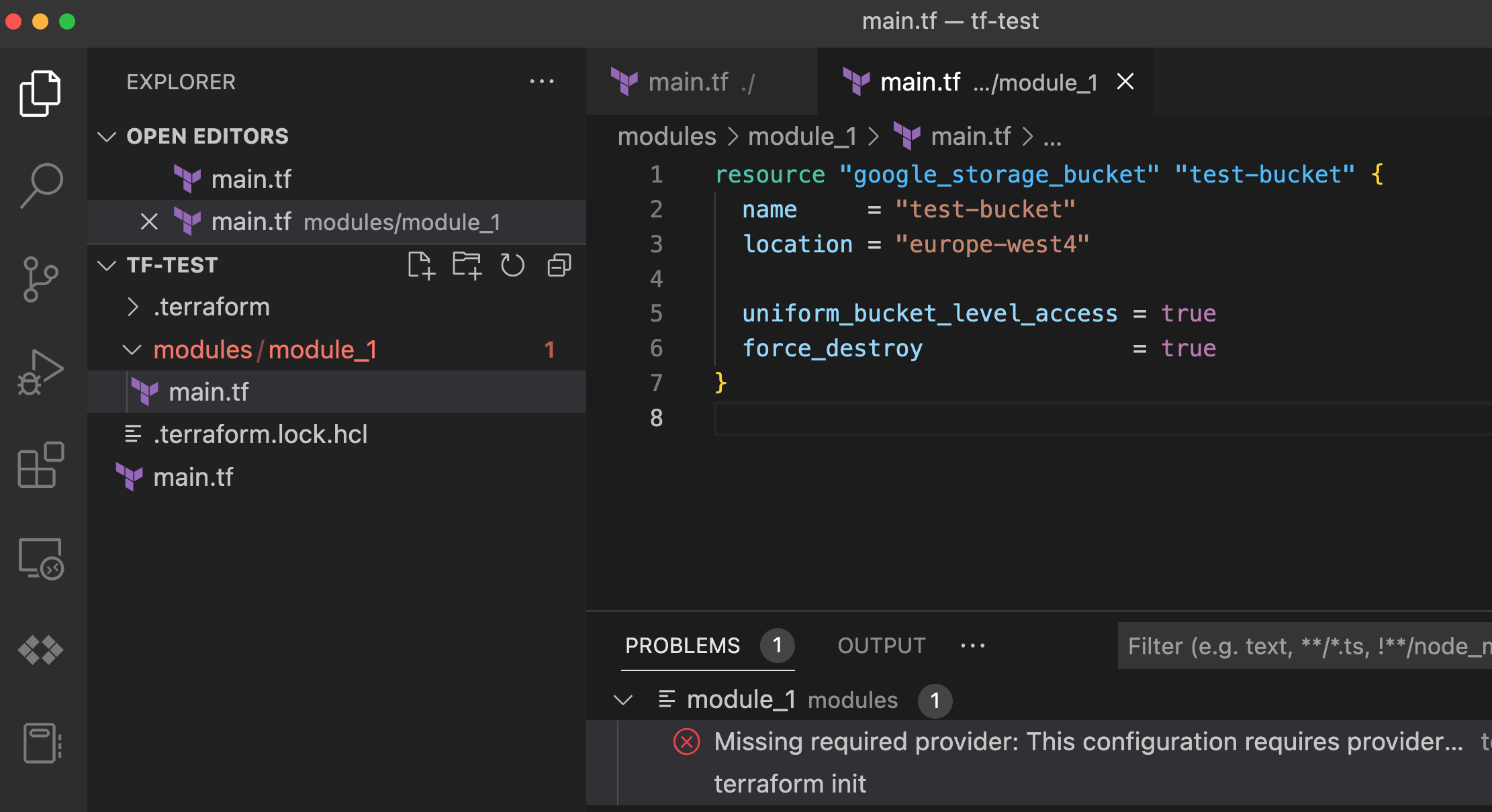"terraform validate" does not recognize implicit providers · Issue