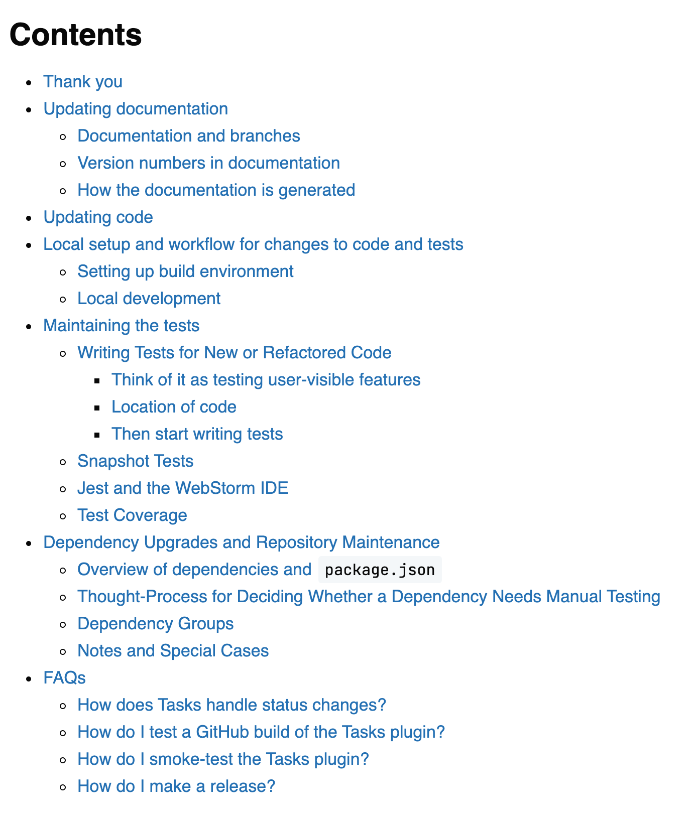 chore: Use mdsnippets to add table of content to contributor docs by ...