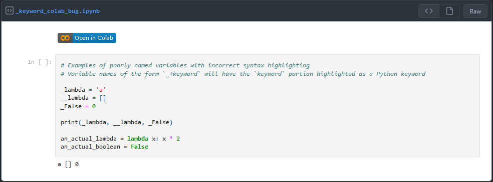 Variable names of the form _+keyword will be partially highlighted as a ...