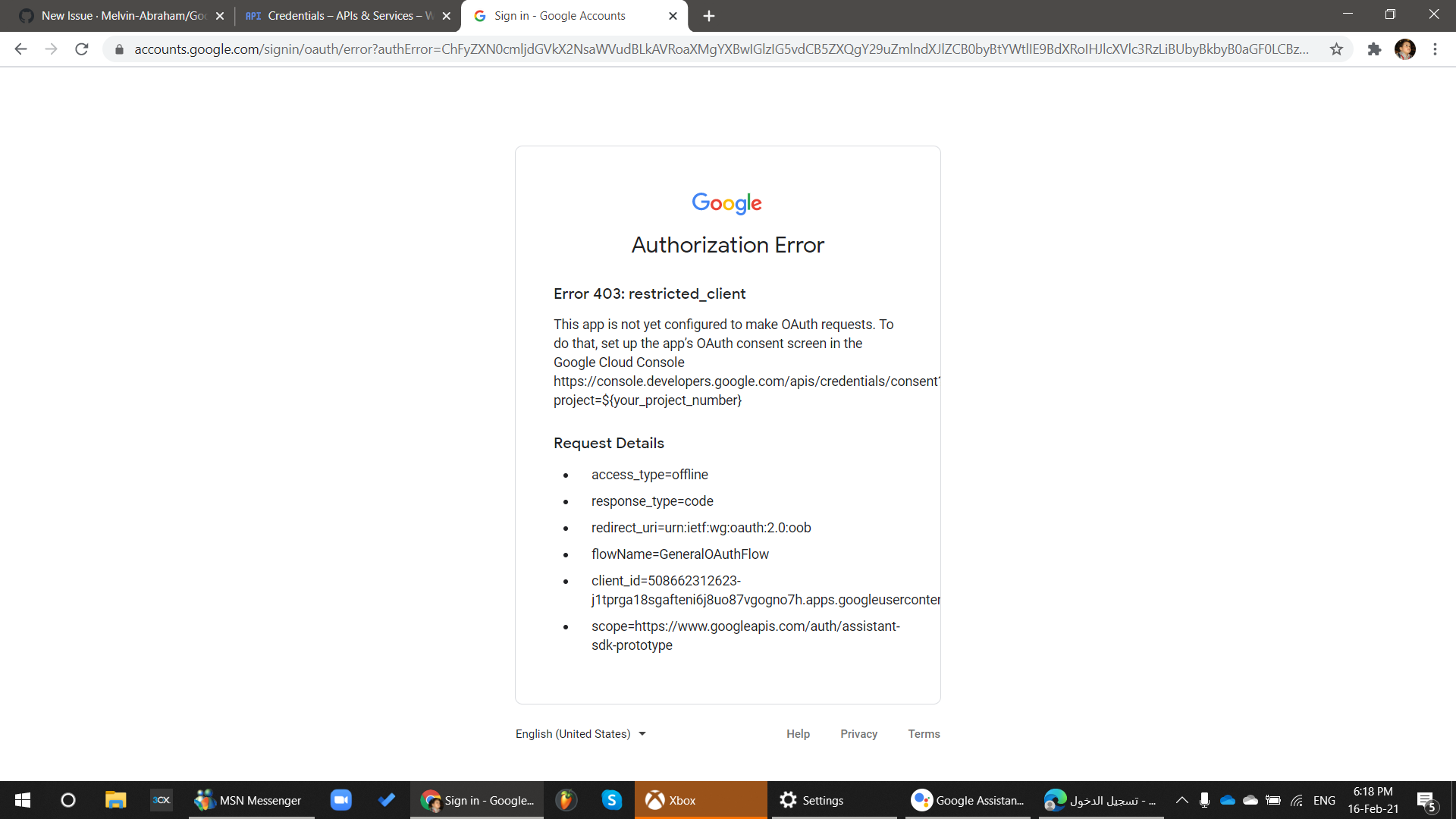 Google auth key error · Issue #143 · Melvin-Abraham/Google-Assistant ...