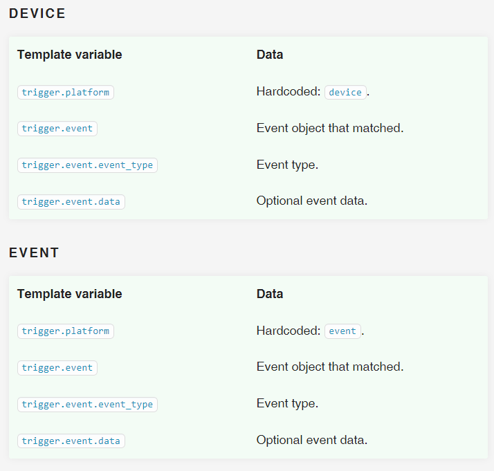 Automation Trigger Variables Device and Event have same variables