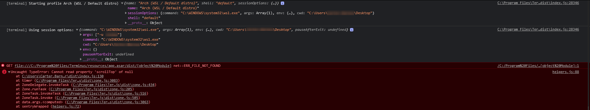 Cannot start WSL with -u argument · Issue #3877 · Eugeny/tabby · GitHub