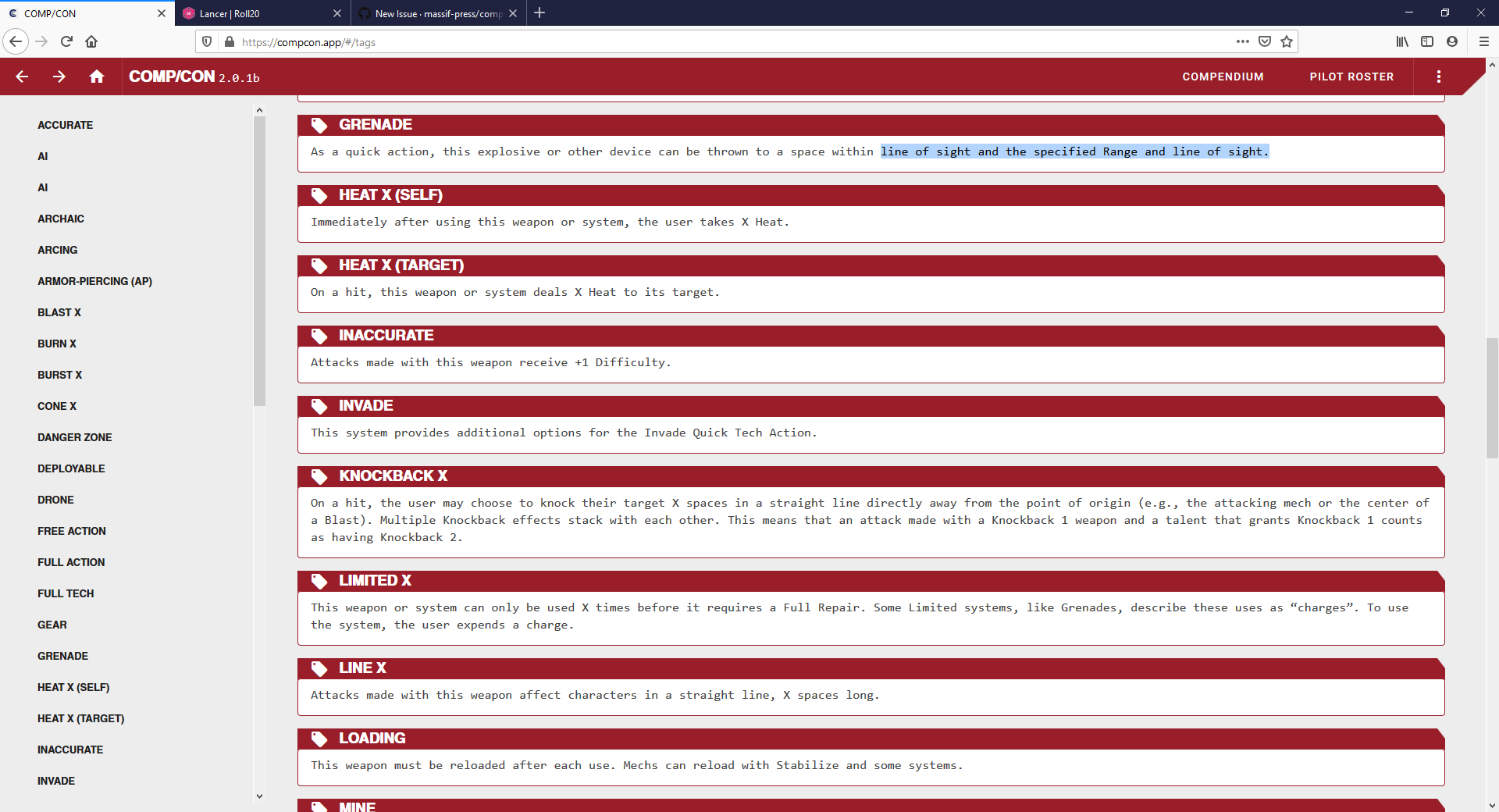 Compendium Typos · Issue #109 · massif-press/lancer-data · GitHub