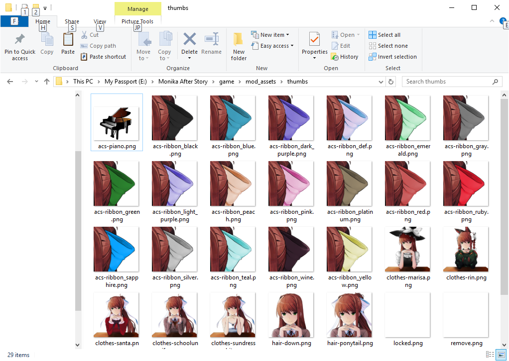 Tutorial] Adding ACS, Hair, and Clothes to Monika After Story v0.9.5  (Outdated so probably wont expand after all) · Issue #4400 · Monika-After- Story/MonikaModDev · GitHub