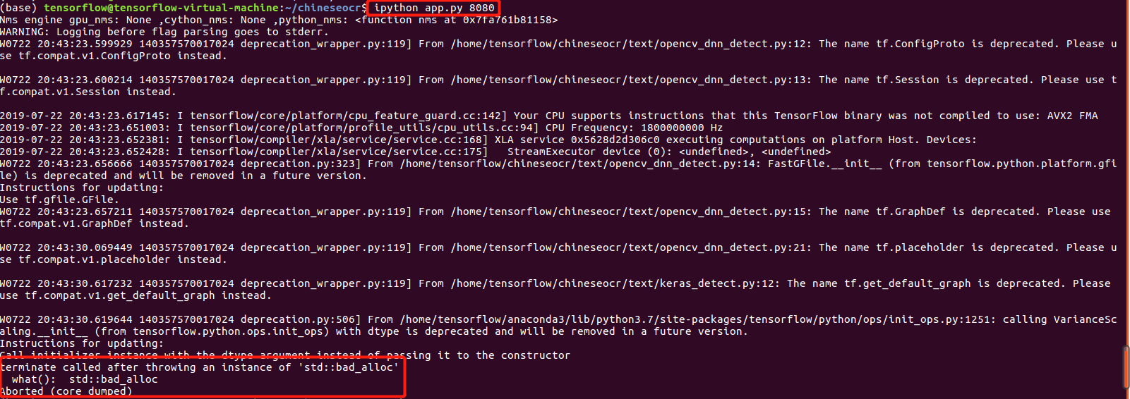 ipython app.py 8080调用出现问题 · Issue #304 · chineseocr/chineseocr · GitHub