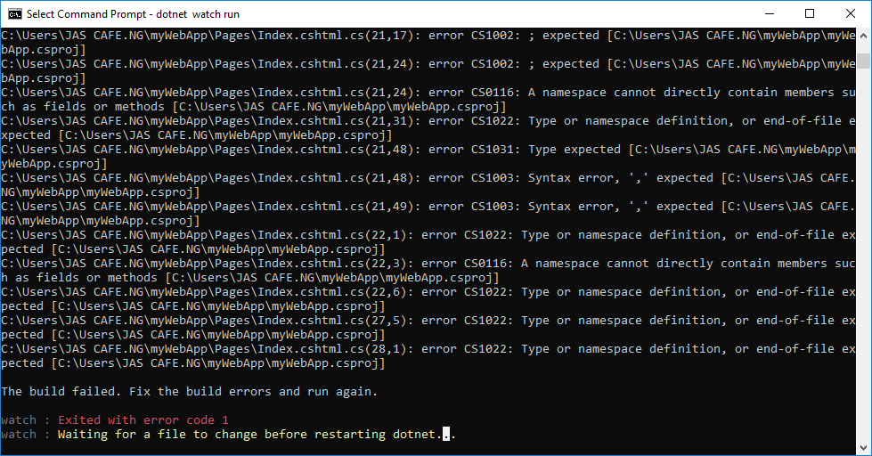 Issue with runing dotnet webApp after Edited the Index page · Issue ...