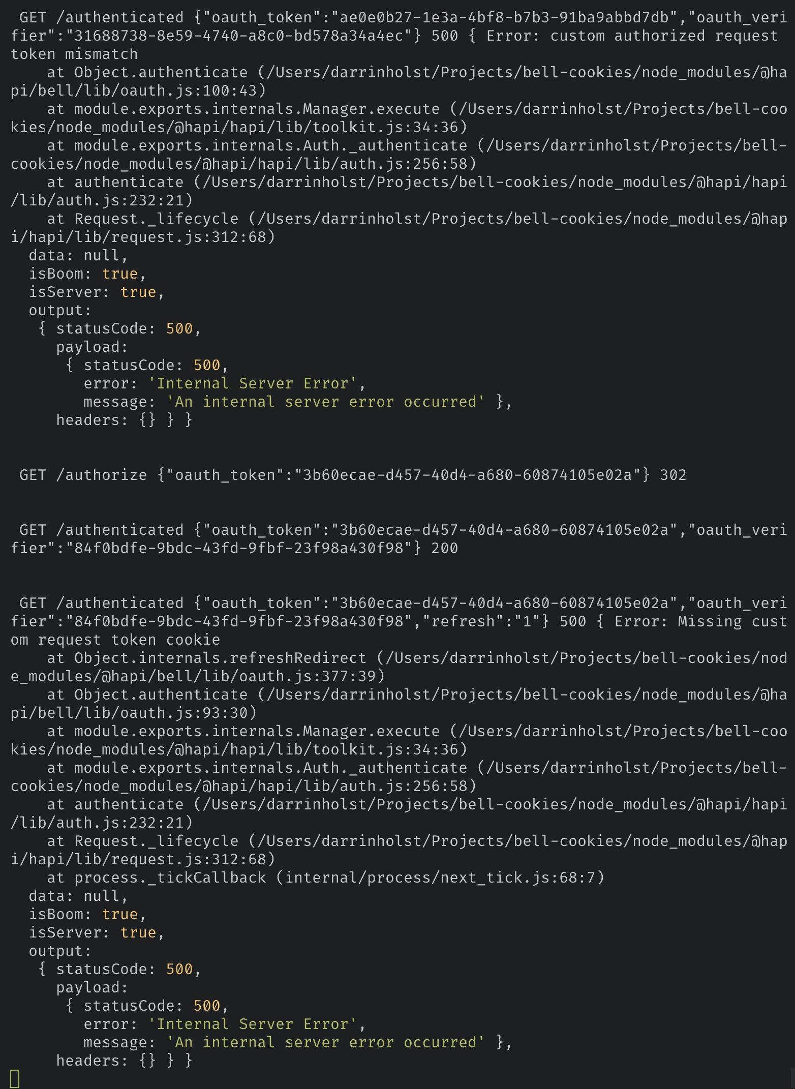 login two times in the same browser · Issue #433 · hapijs/bell · GitHub