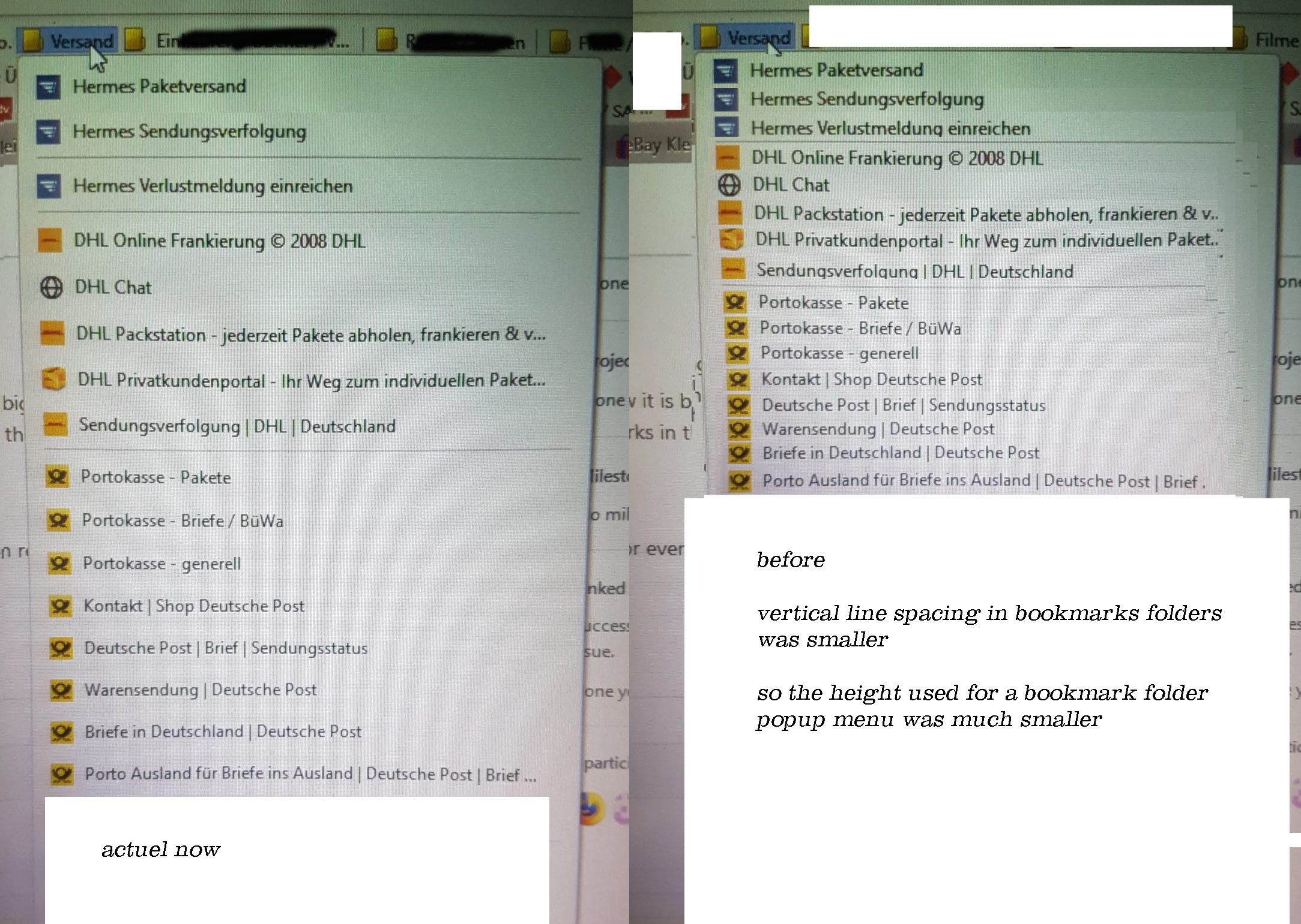 Firefox Bookmarks vertical line spacing · Issue 410 · Arist2