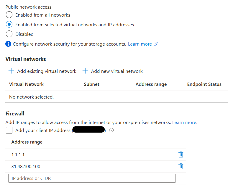 [Bug Report] Problems adding an ip address into the network acl