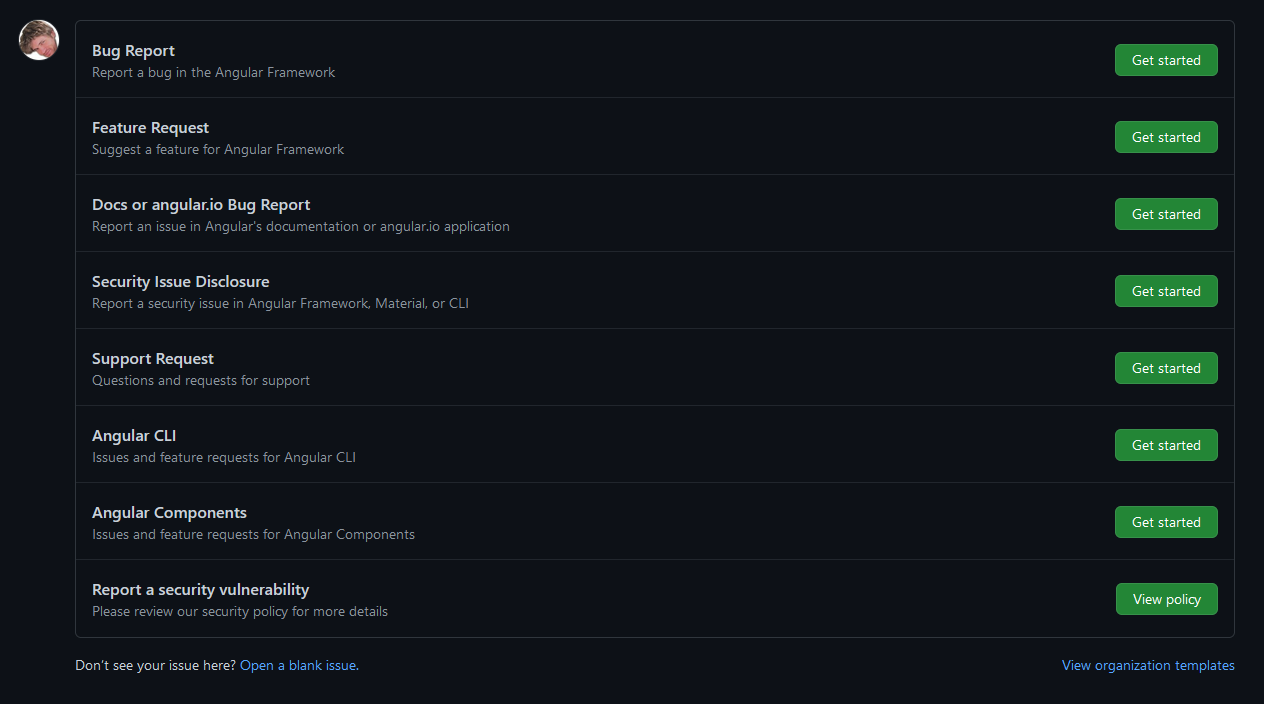 "New Issue" wizard confused · Issue #43638 · angular/angular · GitHub
