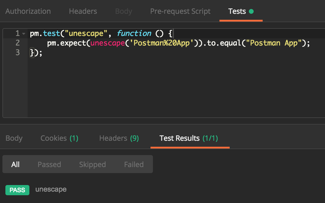 Command unescape javascript dont'n working in Tests · Issue 5083