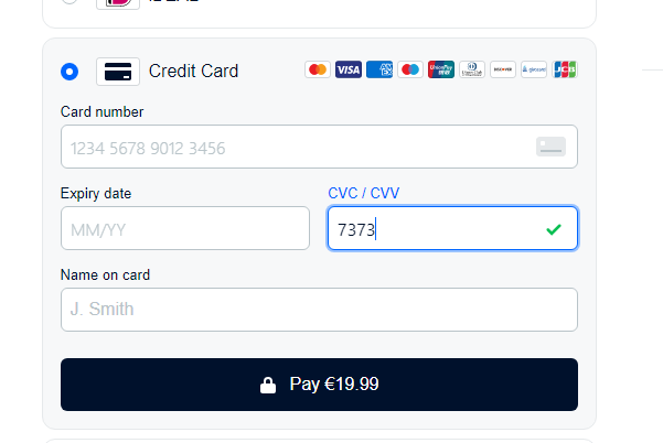 [Card Component] Security code field does not show error when you type ...
