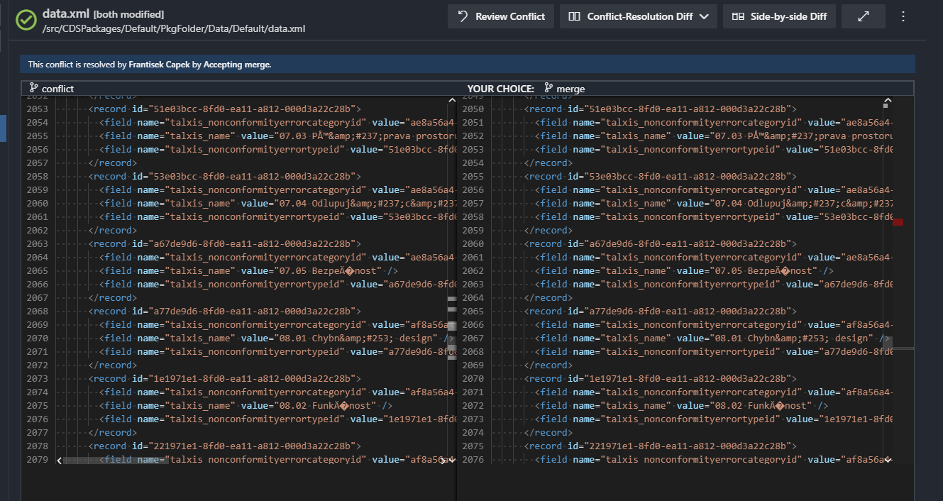 [Azure DevOps] Merge Conflicts - Wrong encoded characters · TALXIS ...