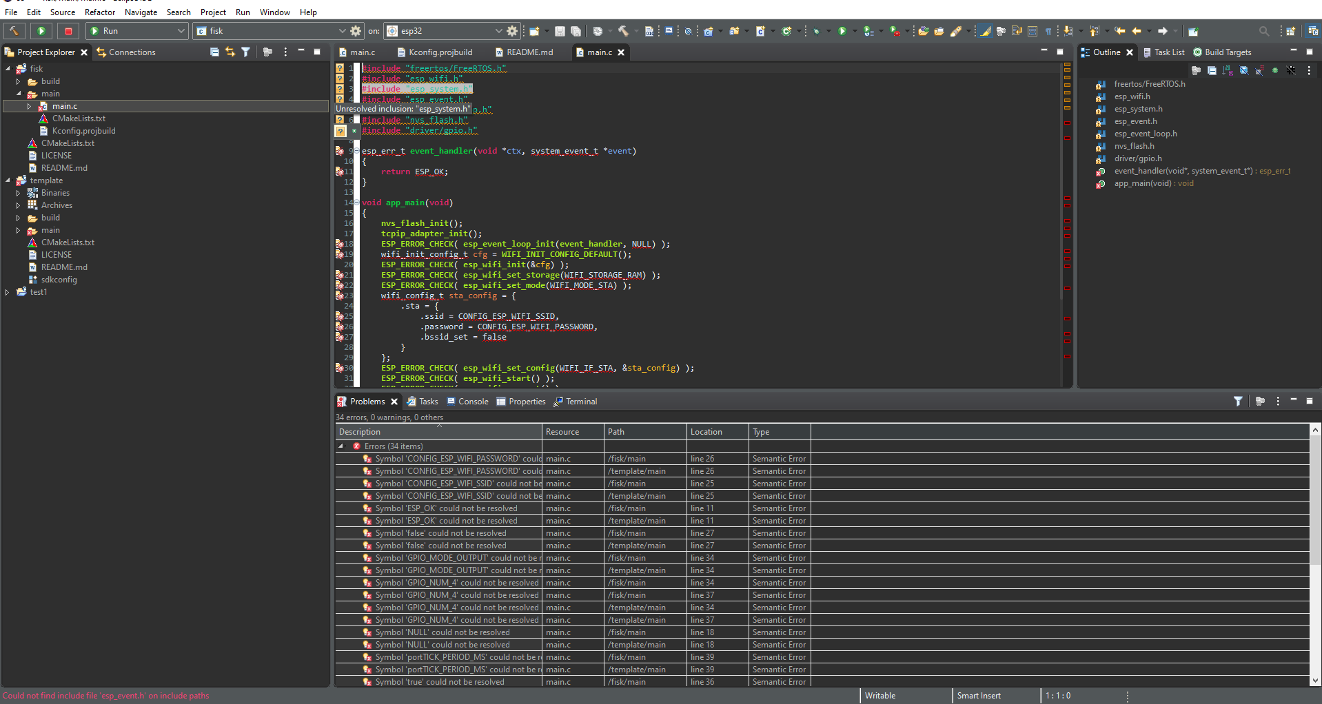 Unresolved Inclusion on base installation of ESP-IDF on Eclipse on ...