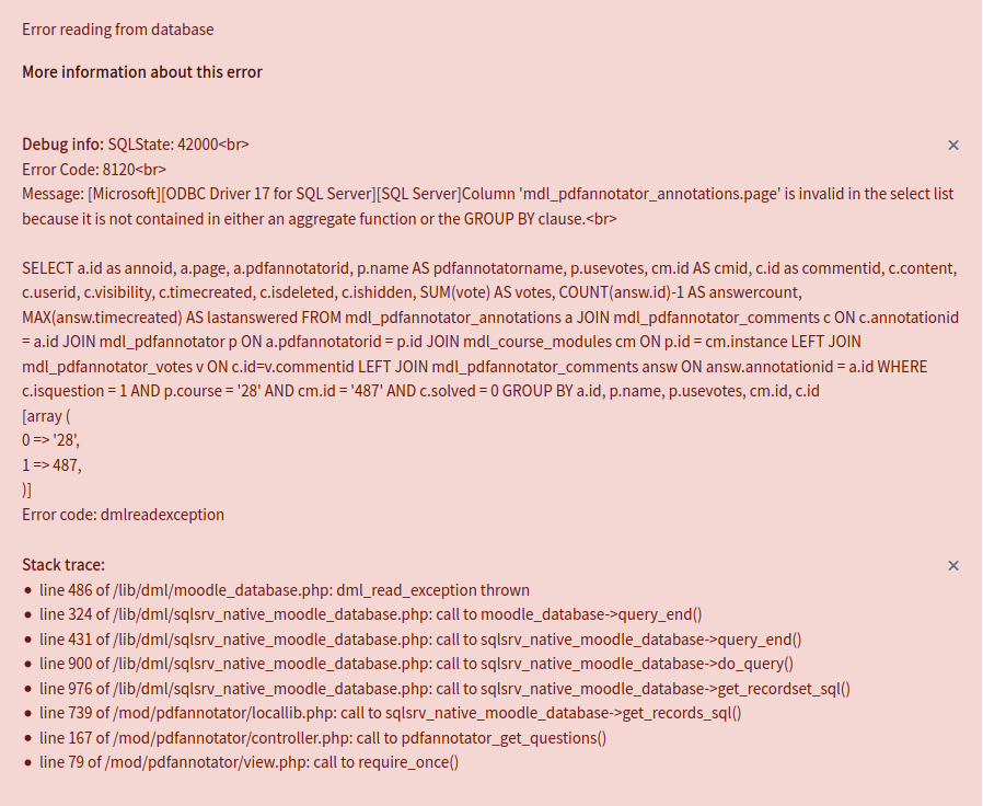 Clicking the overview tab leads to error reading from database · Issue ...