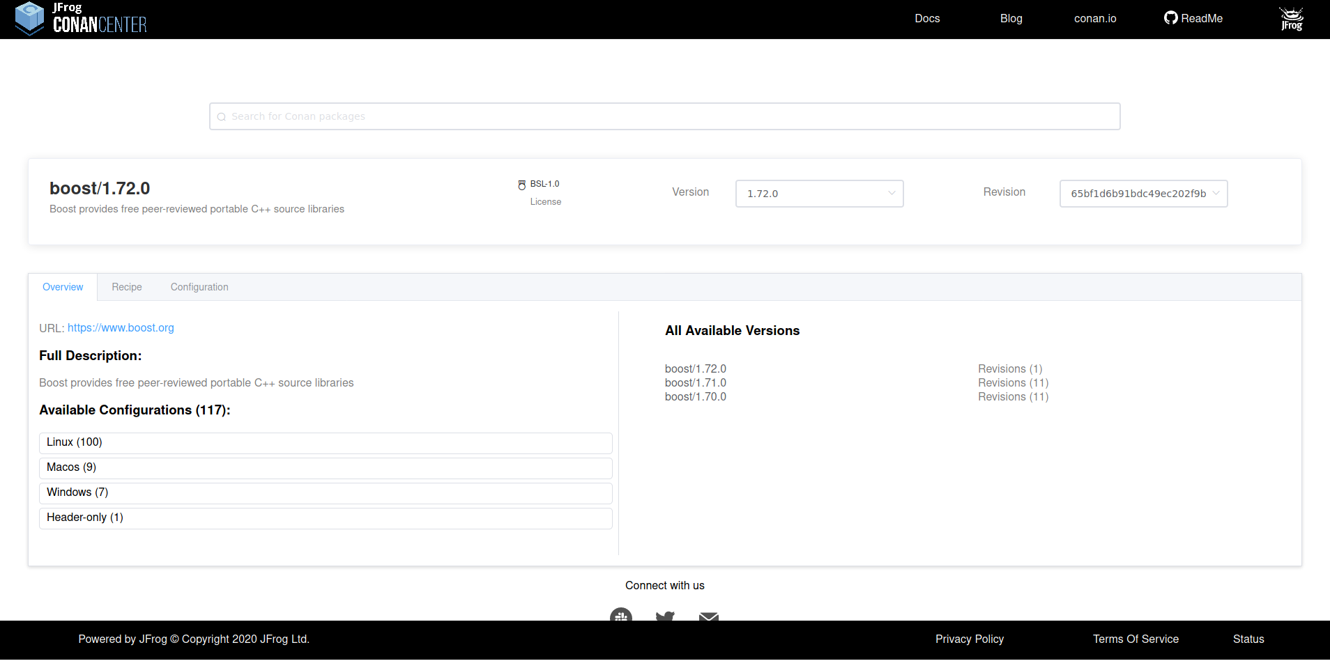 Screenshot_2020-01-16 Boost Package version - 1 72 0 - ConanCenter - JFrog