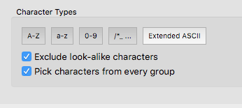 "Character Types" and other preferences