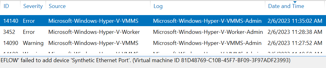 EFlow deployment error (failed to add device 'Synthetic Ethernet Port ...