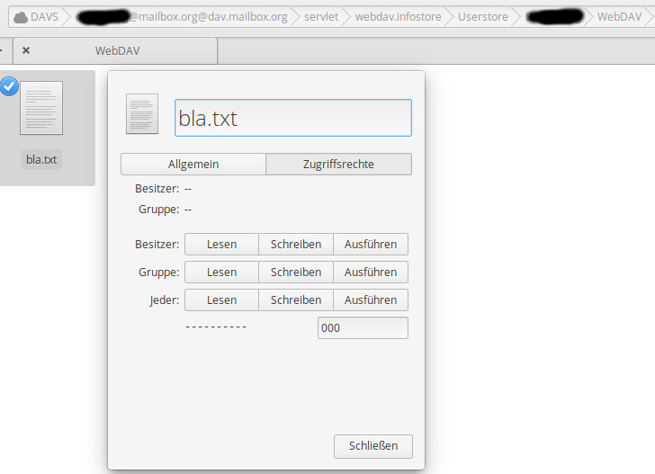 WebDAV no owner, no permissions