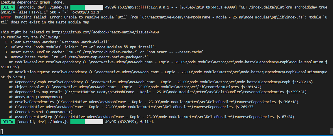 React Native Project won't start anymore. · Issue #26595 · facebook ...