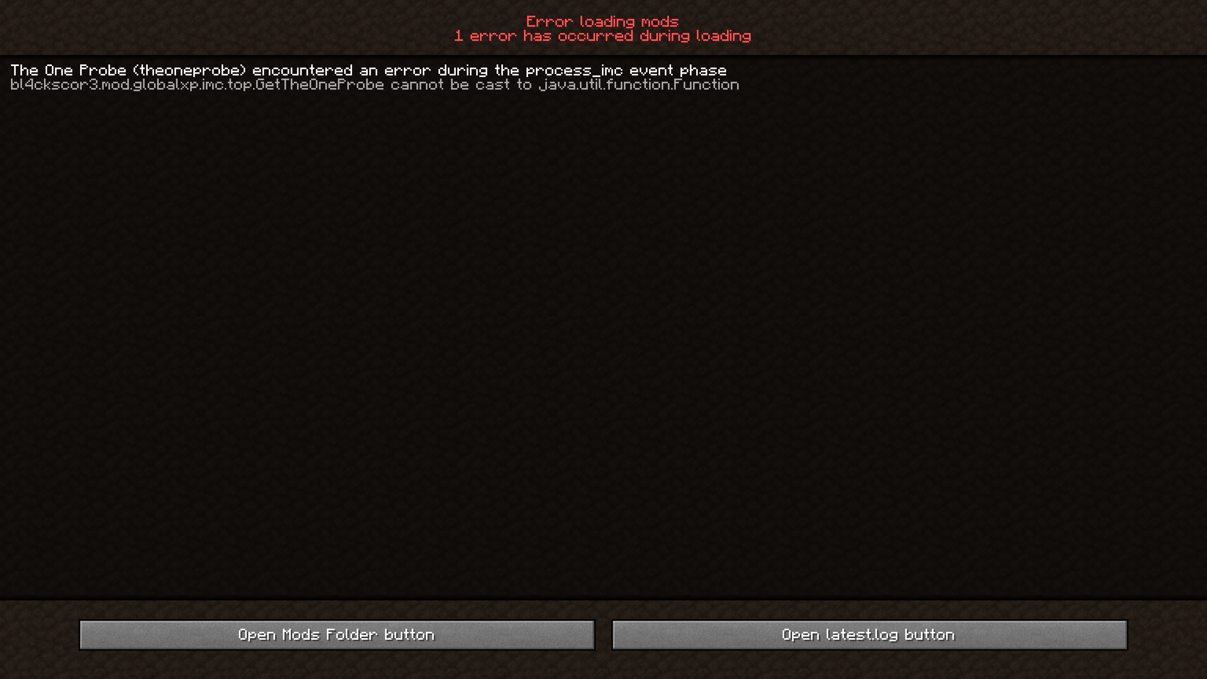 The one Probe encountered an error during the process_imc event phase ...
