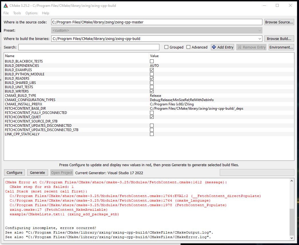 CMake build error · Issue #497 · zxing-cpp/zxing-cpp · GitHub