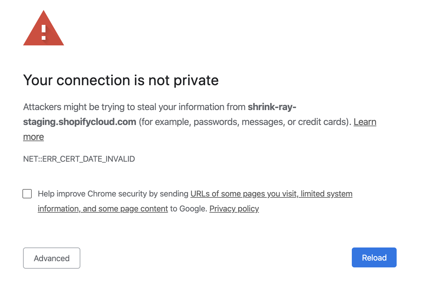 invalid cert on staging · Issue #1355 · Shopify/quilt · GitHub
