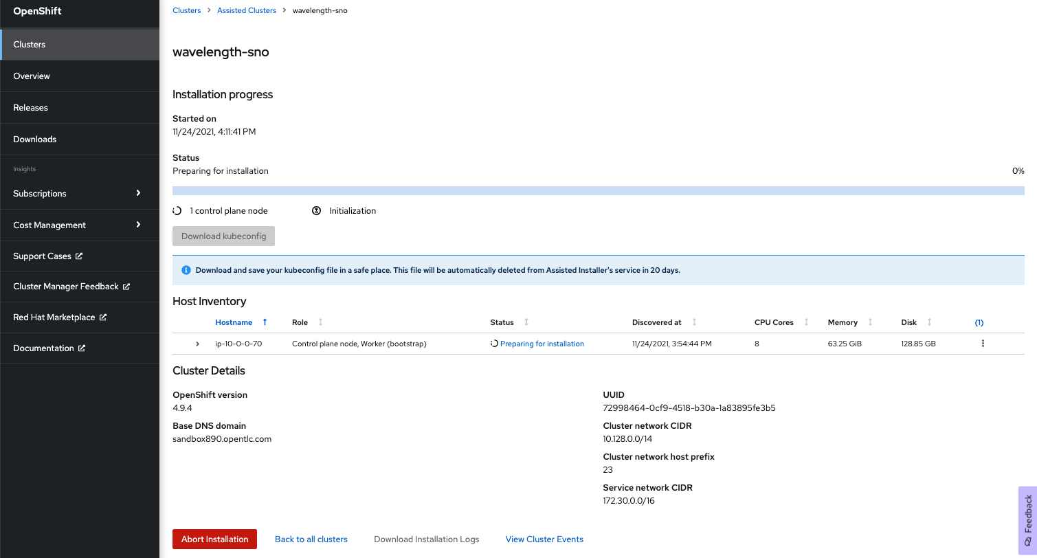 GitHub - pmfarley/SNO-Wavelength: Installing Single Node OpenShift onto ...