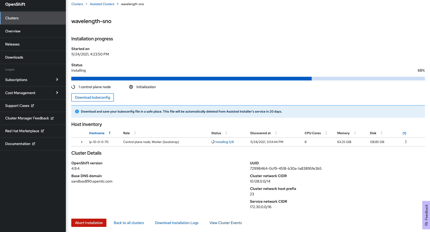 GitHub - pmfarley/SNO-Wavelength: Installing Single Node OpenShift onto ...