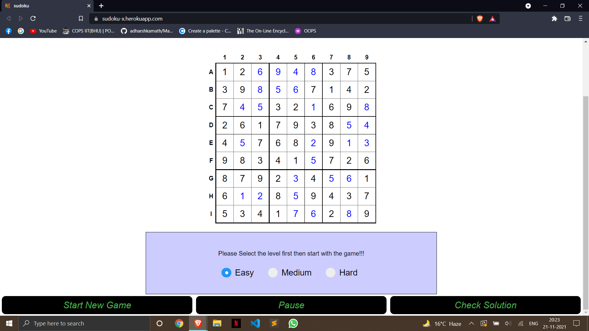 GitHub - sahiloberoi123/Sudoku