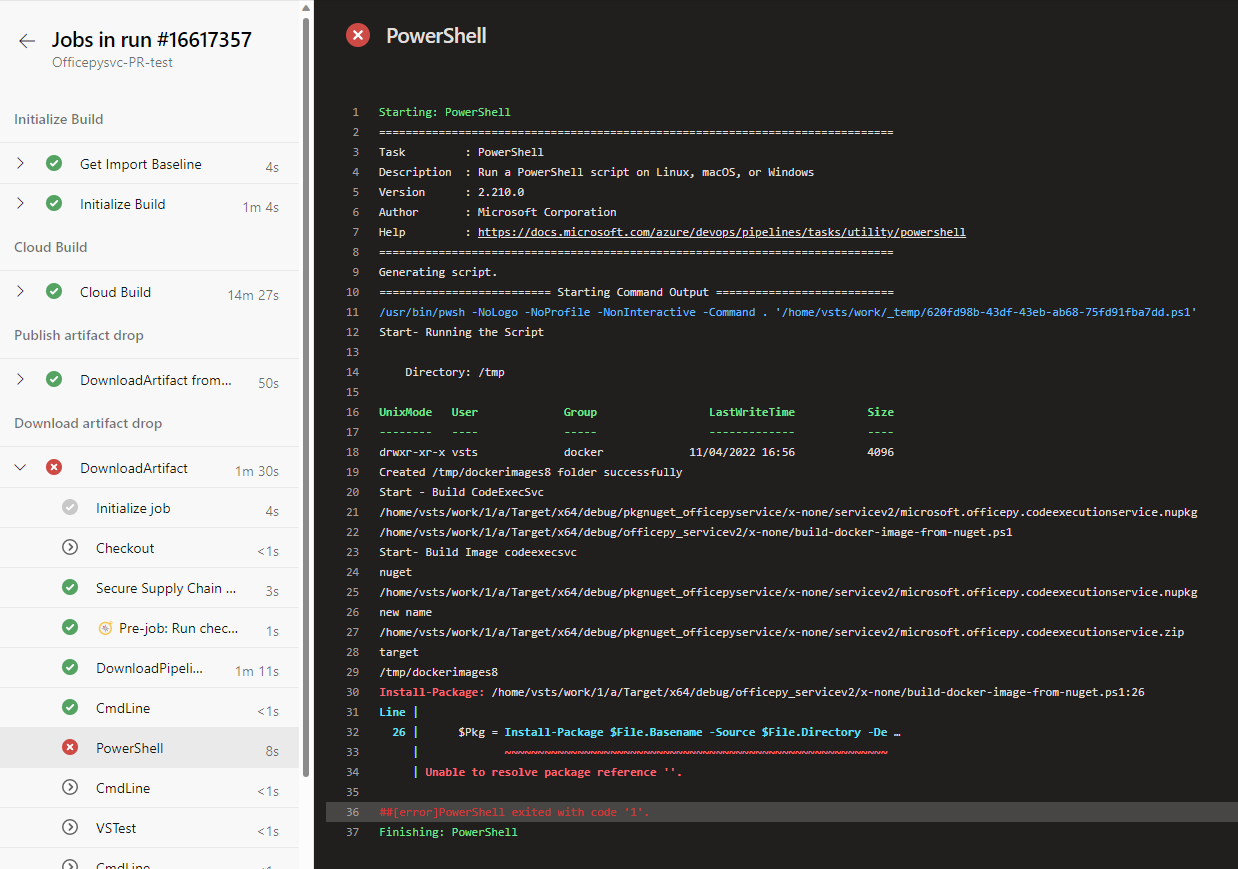 Powershell install package ran into error unable to resolve package