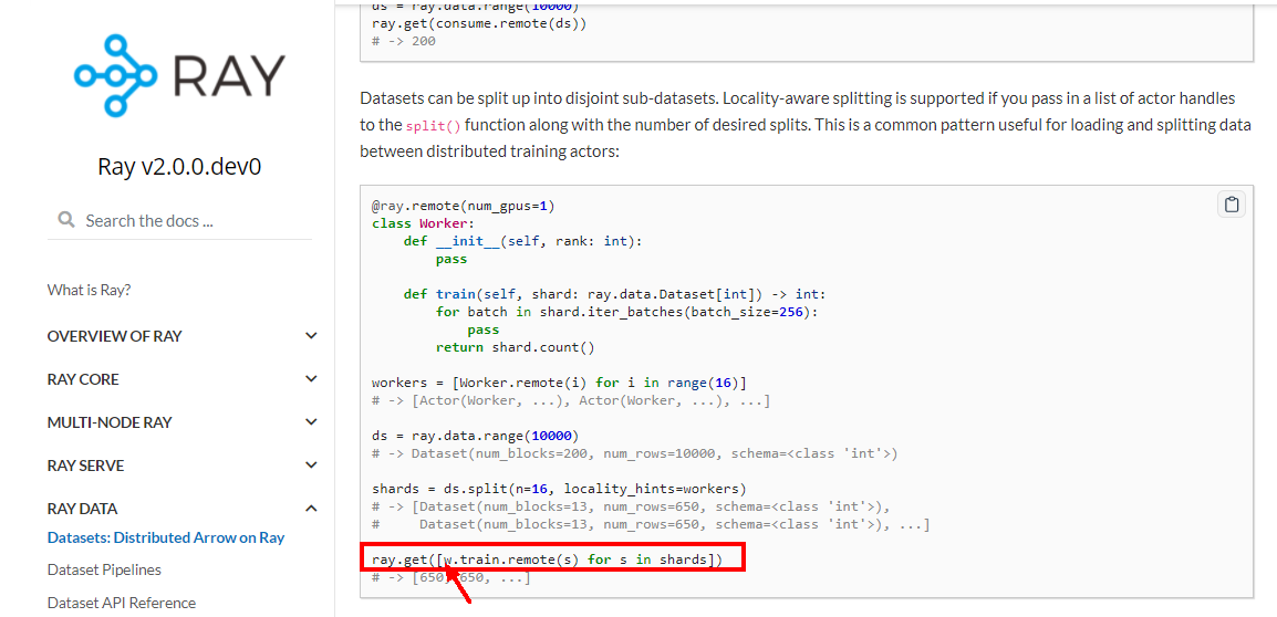 [Datasets] Bug in locality-aware splitting example · Issue #17775 · ray ...