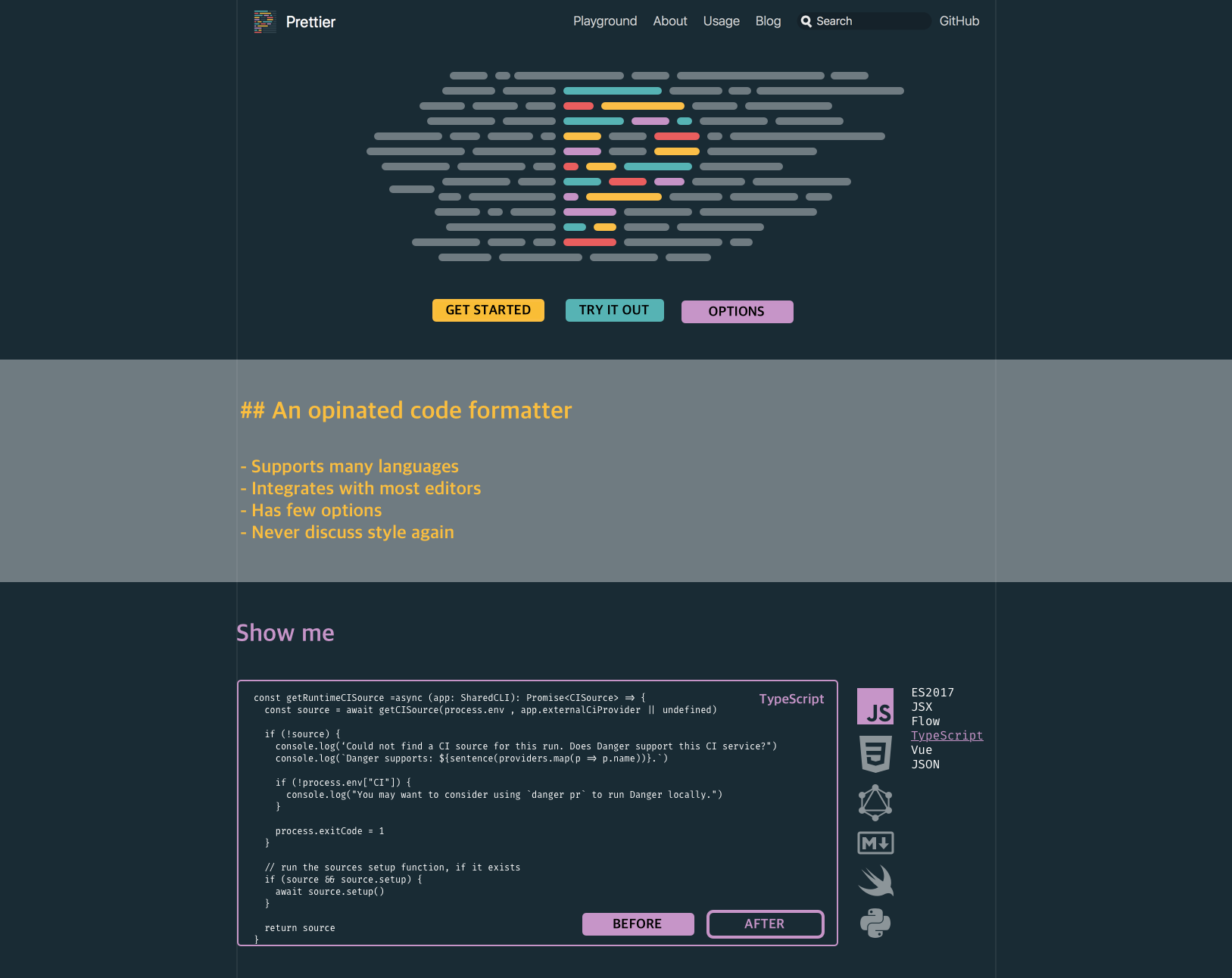 WIP Homepage design thread · Issue #3669 · prettier/prettier · GitHub