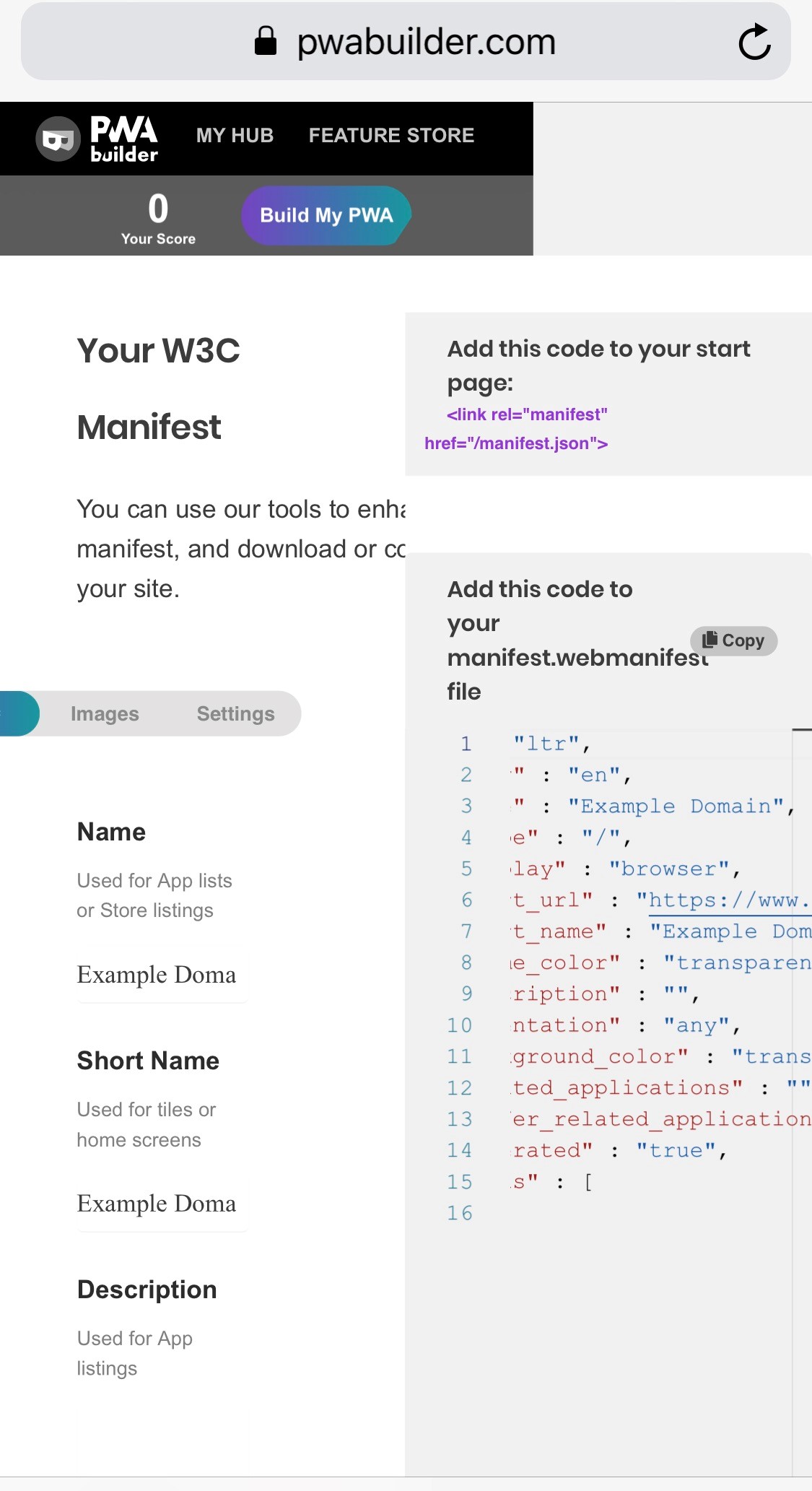 [Mobile] Parts Of The Generate Manifest Page Are Clipped Off And Can ...