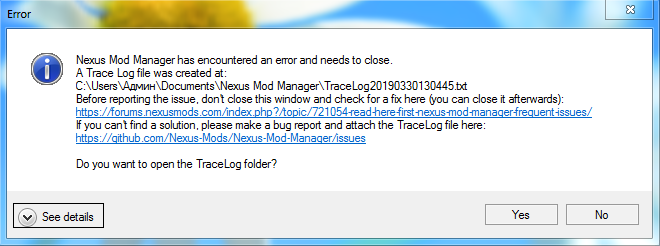 When starting NMM error · Issue #711 · Nexus-Mods/Nexus-Mod-Manager ...