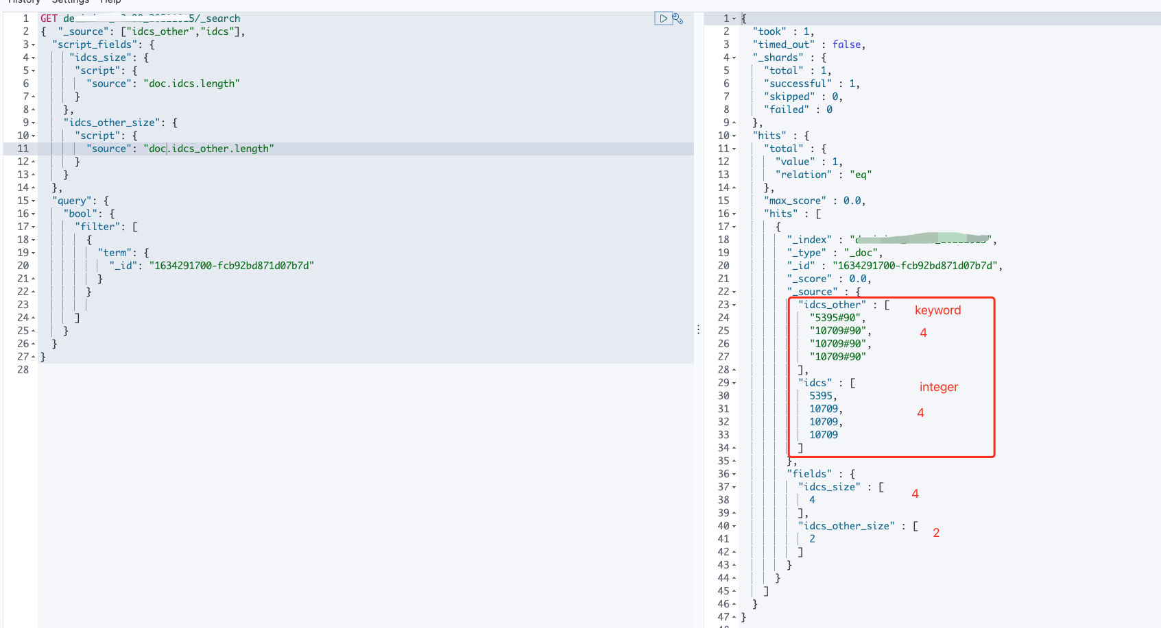 Unexpected length of keyword field in script · Issue 79234 · elastic