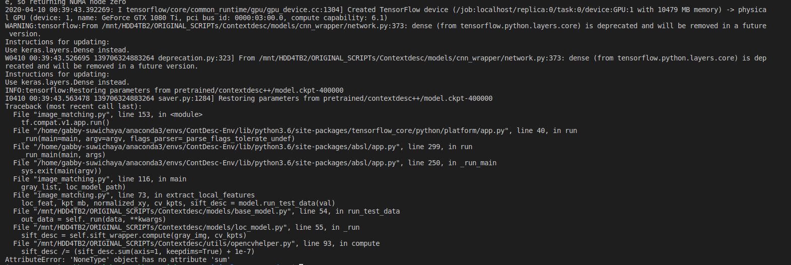 Getting error from running ...python image_matching.py · Issue #25 ...