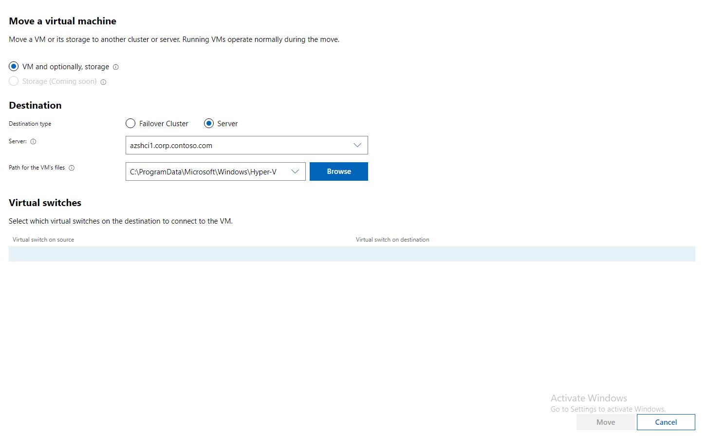 Migrate VM from one host to the other, the virtual switch is blank and