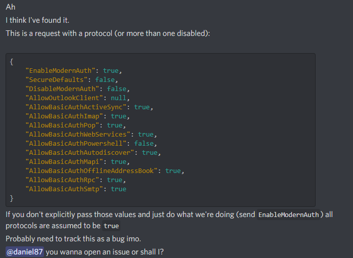 BUG: Basic auth protocols all enabled after applying the Modern Auth ...