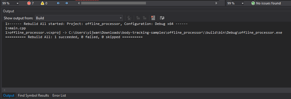 Problems when build the Azure Kinect Body Tracking Offline Processor ...