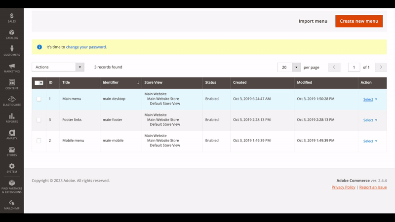 snowdog-magento-2-menu-admin-configuartio