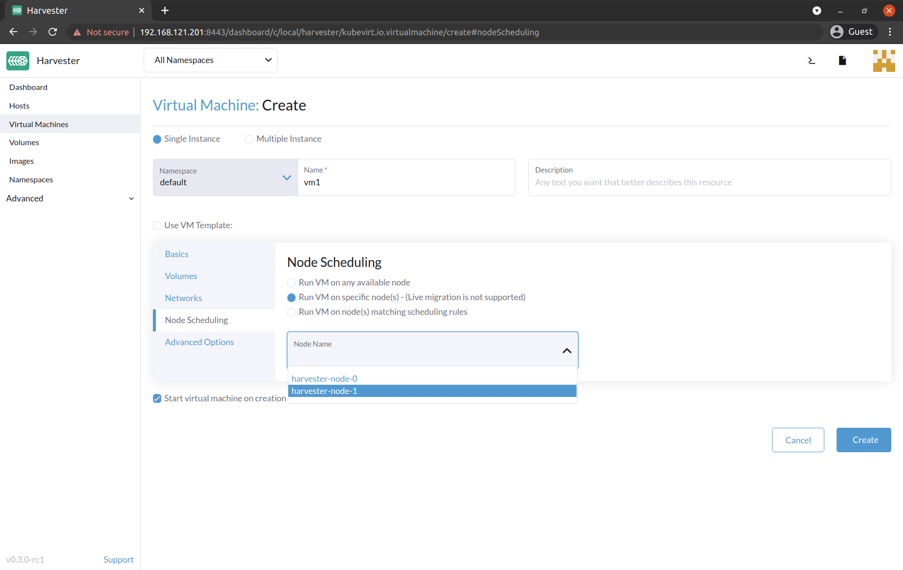 [BUG] Nodes in maintenance mode are listed in Node Scheduling selection ...