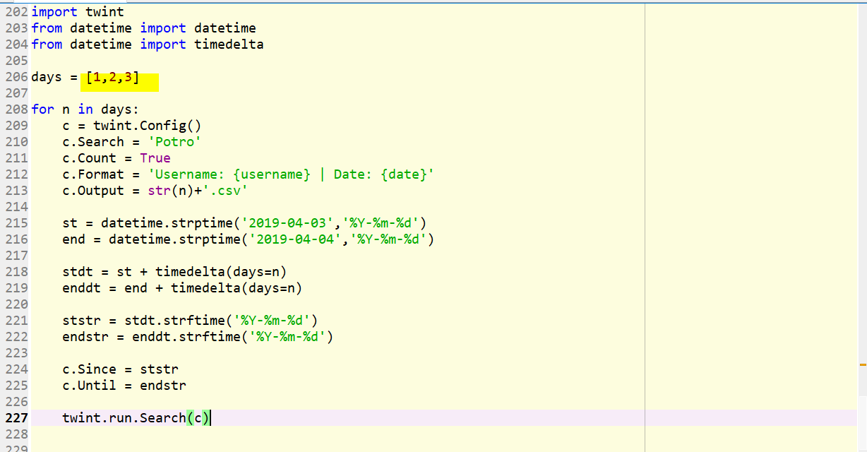 Search twint in a for loop not working after first pass · Issue #389 ...